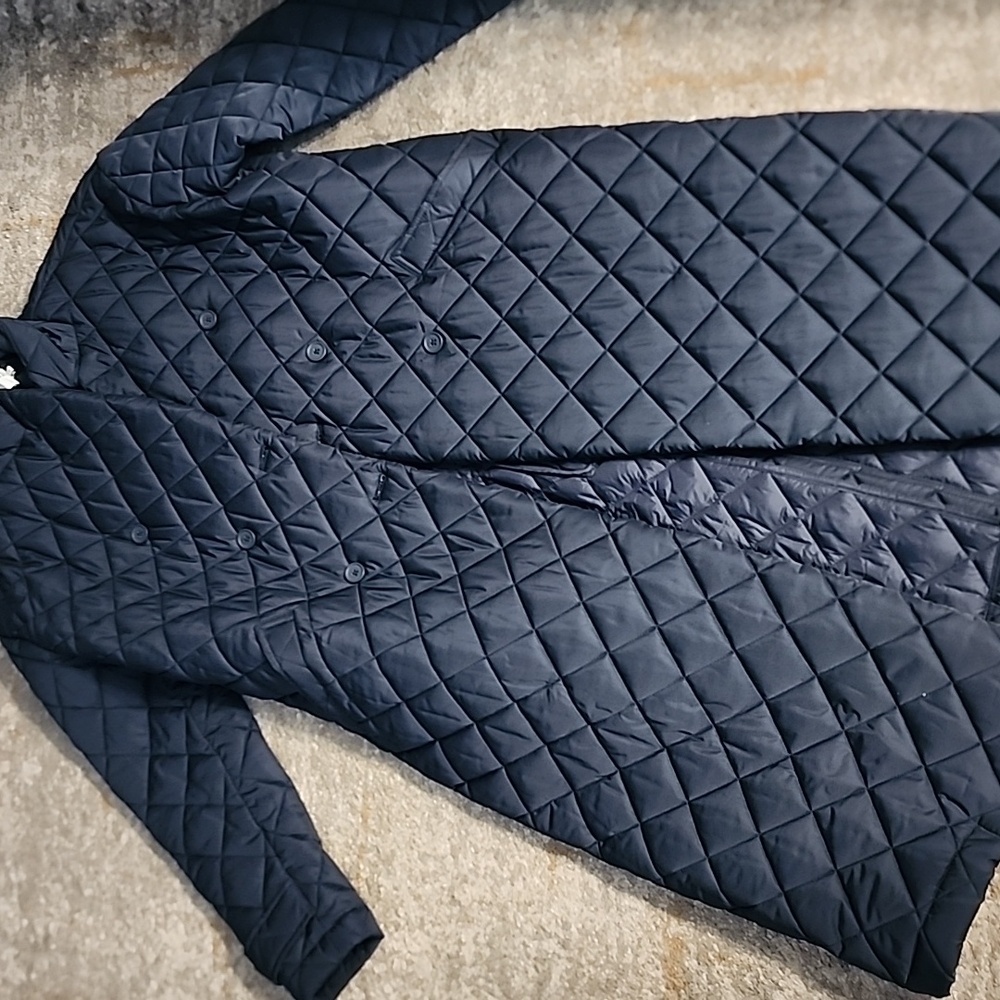 Rebecca Minkoff quilted jacket in navy blue Long Trench